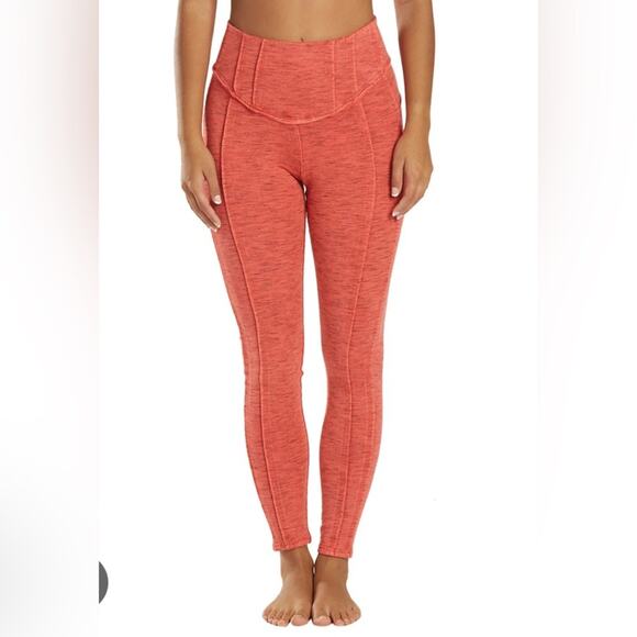 Free People Movement Women’s Medium Hybrid Leggings Active High Rise Orange - Picture 1 of 7